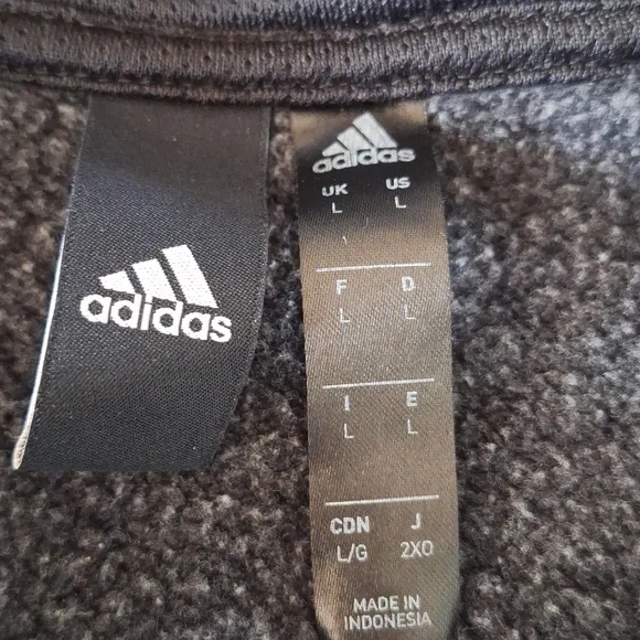 Adidas Gray Full Zip Hoodie with drawstring L - Picture 8 of 10